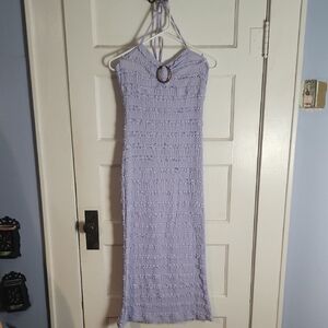Lavender Halter Maxi Dress with Buckle Detail